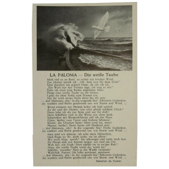 Carte postale avec la chanson militaire allemand « Die Weisse Taube ». Espenlaub militaria